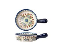 SONGYL-20249 Plat à cocotte Bol de cuisson à Double oreille, plat, ménage en céramique rétro vaisselle poignée bol salade profond Plaques de four(16.3cm)