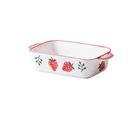 SONGYL-20249 Plat à cocotte Plat de cuisson en céramique, four spécial, rectangulaire, Double oreilles, plat for Spaghetti Plaques de four(Red,500ml)