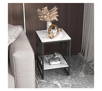 SONGYL-20249 Table de Salon Petite Table d'appoint à 2 Niveaux avec Rangement Ouvert, Support latéral étroit for Chambre Coucher, Salon Table Basse(Black+White)