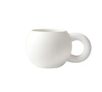 SONGYL-20249 Tasse à thé Tasse Chubby mignonne en céramique avec poignée et motif givré mat(Blanc)