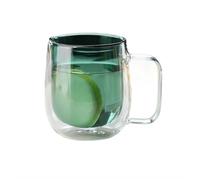 SONGYL-20249 Verres à boire Tasses à café en verre double paroi avec anse, 250 ml, borosilicate coloré, for boissons chaudes et froides, cappuccino, latte thé(Green)