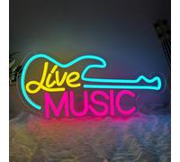 SONGYUNEON Live Music néon musique Guitare Néons Lumières Enseigne LED personnalisée Enseigne mur Lumière au USB pour bar Stade musique Discothèque Fête Studio musique