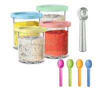 Sonhomay Lot de 4 récipients à crème glacée avec couvercles et cuillères compatibles avec les machines à crème glacée Ninja NC501/NC500, passent au lave-vaisselle