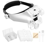 Sonhomay Lunettes loupes frontales 1X à 14X avec LED, rechargeables, support de tête, lunettes loupes pour lire, réparation, couture, soudure, fabrication de bijoux
