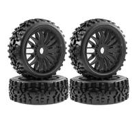 SONHWNGE Lot de 4 pneus de Roue de Voiture Tout-Terrain RC 115 mm 1/8, hexagonaux de 17 mm for ARR-MA, Typhon, Redcat, Losi RC(Zwart)