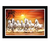 Soni Arts and Crafts Image de 7 heures avec cadre Peinture Vastu avec cadre Lever de soleil Peinture Vastu Décoration murale pour salon, bureau, salle de dessin, hôtel - 20,3 x 30,5 cm - 151