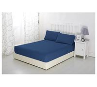 Sonia Moer Drap-Housse en Microfibre brossé Super Doux - Drap de Fond hypoallergénique Respirant sans Repassage avec Ourlet élastique Fort (Double 140x190+30cm, Marine)