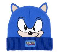 Sonic Bonnet en Tricot Couleur Bleue - Taille Unique - Fabriqué en 100% Acrylique - Étiquette Frontale avec le Nom Produit Original Conçu en Espagne