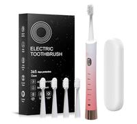Sonic Brosse à dents électrique, 6 modes de nettoyage sonique étanche, 4 têtes de brosse et étui portable, convient pour les enfants et les adultes, les voyages, le camping, le cyclisme, la randonnée
