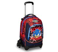 Sonic Chariot scolaire Jack 3 roues, rouge et bleu, Prime, 3 en 1, triple usage, sac à dos avec chariot détachable, poche porte-bouteille et système multisegment, sac à dos scolaire voyage, enfant