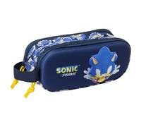 Sonic City - Trousse Double 3D, Trousse pour Enfant, idéale pour Les Enfants d'âge Scolaire, Confortable et Polyvalente, qualité et résistance, 21 x 6 x 8 cm, Bleu, M, Décontracté