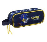 Sonic City - Trousse Double Enfant, idéale pour Les Enfants d'âge Scolaire, Confortable et Polyvalente, qualité et résistance, 21 x 6 x 8 cm, Bleu, M, Décontracté