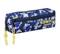 Sonic City - Trousse Triple Petite, Trousse pour Enfant, idéale pour Les Enfants d'âge Scolaire, Confortable et Polyvalente, qualité et résistance, 22 x 6 x 8,5 cm, Bleu, M, Décontracté