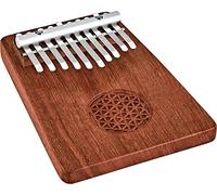 Sonic Energy Solid Body Kalimba - 10 notes, do majeur - Pour la méditation, le yoga, la percussion - Bois de séquoia de Zambie, motif fleur de vie - Accessoires inclus (KL1002FOL)