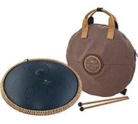 Sonic Energy Steel Tongue Drum - Octave Tank Drum 16 pouces en Ré Amara - pour la méditation, le yoga, la percussion - revêtement acier navy blue- inclus mailloches et sac (OSTD2NB)