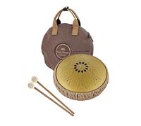 Sonic Energy Steel Tongue Drum - octave tank tongue drum de 10 pouces en Do majeur - Pour la méditation, le yoga, la percussion - acier revêtement doré - mailloches et sac inclus (MOSTD3G)