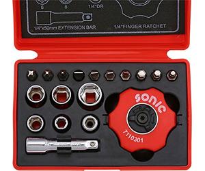 Sonic equipment - Coffret à Outils cliquet Paume, Douilles 6 pans - 18 Outils