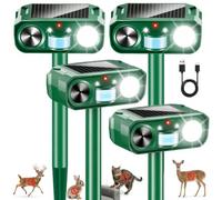 Sonic Fortress Pro 2026 Répulsif solaire à ultrasons pour animaux avec détecteur de mouvement et lampe de poche, répulsif pour chat extérieur pour jardin, répulsif à lapin pour plantes, légumes, cour