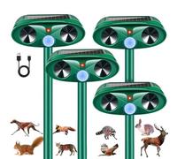 Sonic Fortress Pro Lot de 4 répulsifs à ultrasons solaires pour animaux avec détecteur de mouvement pour mouffette, lapin, raton laveur, écureuil, forteresse Pro pour cour et jardin