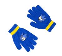 Sonic Gants Couleur Bleue et Jaune - Taille Unique - Manchette Élastiquée - en Acrylique, Polyester et Élasthanne - Motif à l'Avant - Produit Original Conçu en Espagne