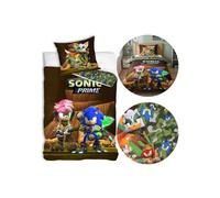 Sonic Literie pour enfants réversible avec fermeture éclair, 100% coton 140x200cm+65x65cm OEKO-TEX