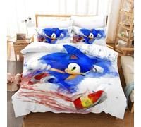 Sonic Parure De Lit Constitu¿¿E De Housse De Couette Et De Taies D'oreiller, En Microfibre, Avec Impression Num¿¿Rique D, Pour Enfant, (, ?X??Cm