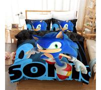 Sonic Parure De Lit Constitu¿¿E De Housse De Couette Et De Taies D'oreiller, En Microfibre, Avec Impression Num¿¿Rique D, Pour Enfant, (, ?X??Cm