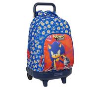 Sonic Prime - Grand Sac à Dos à roulettes, Compact, Amovible, idéal pour Les Enfants de différents âges, Confortable et Polyvalent, qualité et résistance, 33 x 22 x 45 cm, Couleur Bleue, Bleu,