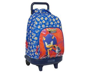 Sonic Prime - Grand Sac à Dos à roulettes, Compact, Amovible, idéal pour Les Enfants de différents âges, Confortable et Polyvalent, qualité et résistance, 33 x 22 x 45 cm, Couleur Bleue, Bleu,