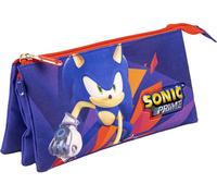 Sonic Prime Pencil Case - Organisateur de papeterie solide avec plusieurs compartiments pour les enfants et les fans
