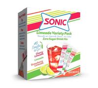 Sonic Singles To Go Lot de variétés de limeade Watertok en poudre, comprend 3 saveurs, citron vert, cerise et fraise 1 boîte (40 portions)