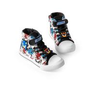 Sonic The Hedgehog Baskets Montantes The Hedgehog Boys avec Sangle Auto-agrippante | Shadow The Hedgehog Enfants Noir Bleu Rouge Grafik Chaussures | Marchandise Sonic STH Merch | Chaussure de rentrée