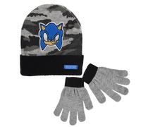 Sonic The Hedgehog Chapeau et Gants pour Garçon, Ensemble d'hiver pour Enfants, Chapeau et Gants Sonic Hérisson, Accessoires d'hiver pour Garçons - Gris