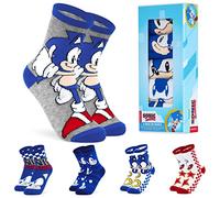 Sonic The Hedgehog Chaussettes Garçon Mi-Mollet, Lot de 5 Douce Chaussettes Fantaisie, Gaming Merchandise, Idee Cadeau (35/39 EU, Bleu/Gris)