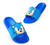 Sonic The Hedgehog Claquette Enfant Garcon Fille Sandales Plastique Plage Claquettes Enfant Gamer Sandalettes Été Chaussures pour Piscine et Plage Tailles du 28 au 34 (Bleu, 34)
