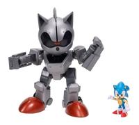 Sonic the Hedgehog - Coffret de jeu géant Mecha Sonic vs Sonic, licence officielle, 8" / 20,3 cm de haut, hautement articulé avec fonctions lumineuses, figurine Sonic incluse, cadeau idéal pour les ga