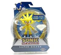 SONIC THE HEDGEHOG Collection de Figurines articulées 4" (Choisissez la Figurine) (Super Silver avec émeraude Blanche)