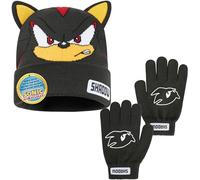 SONIC THE HEDGEHOG Ensemble Bonnet et Gants Hiver Garçon 4-12 ans, Tricot Enfant Chaud, Accessoires Garçon, Idée Cadeau (4-12 Ans, Gris Shadow, 2)