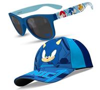 Sonic The Hedgehog Ensemble casquette et lunettes de soleil pour garçons - Accessoires d'été pour enfants avec protection UV400 - Casquette de baseball réglable et lunettes de soleil pour enfants à
