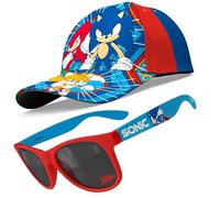 Sonic The Hedgehog Ensemble casquette et lunettes de soleil pour garçons - Accessoires d'été pour enfants avec protection UV400 - Casquette de baseball réglable et lunettes de soleil pour enfants à