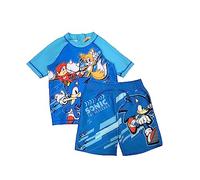 Sonic The Hedgehog, Ensemble de Bain 2 pièces pour garçon, Chemise à Manches Courtes et Short, Bleu, 9-10 Ans