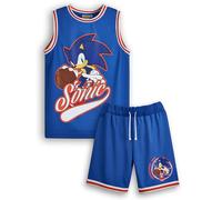 Sonic The Hedgehog garçons Basket-ball Jersey et Shorts ensemble | Tenue de sport deux pièces complète pour enfants en bleu | Ensemble pour enfants