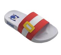 Sonic The Hedgehog Garçons, Filles, Sliders de Piscine pour Enfants, Tongs, Sandale de Plage, Rayure Rouge/Blanc, Taille 10 UK, 28 EU