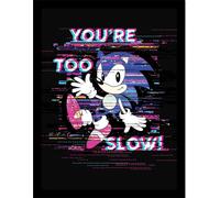 Sonic The Hedgehog - Gerahmtes Poster "Tu es trop lent" PM8669 (40 cm x 30 cm) (Schwarz/Blau/Pink)