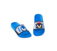 Sonic The Hedgehog Kids Blue Sliders | Chaussures décontractées avec Sonic & Shadow | Personnage fait face à des chaussures à enfiler de dessin animé | Sandales d'été confortables