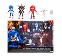 SONIC THE HEDGEHOG - Licence Officielle - Jakks Pacific - Lot Figurines Sonic 3 de 6,35 cm avec Sonic, Shadow, Knuckles - Plus Accessoires Drone et Buzz Bomber - Univers Jeu Vidéo - Jouets Articulés