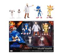 Sonic The Hedgehog - Licence Officielle - Jakks Pacific - Lot Figurines Vague 3-6,5 cm - Figurines Articulées Sonic 3 avec Détails Fidèles - Collection Enfants Fans Jeux Vidéo - Accessoires Inclus