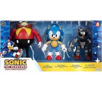 SONIC THE HEDGEHOG Lot de 3 figurines d'action - Comprend Sonic, Dr. Eggman et Mecha Sonic - Les figurines soniques articulées mesurent environ 10 cm de haut, idéales pour les enfants de 3 ans et plus