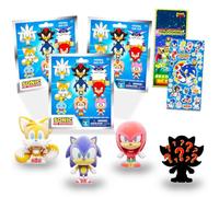 Sonic the Hedgehog Lot de 3 sacs aveugles - Lot de 3 sacs Sonic Mystery avec mini porte-clés Sonic et autocollants | Ensemble de mini figurines Sonic pour enfants, garçons, filles