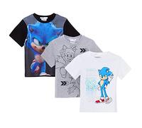 Sonic The Hedgehog Lot de 3 t-shirts à manches courtes pour garçon, Multicolore, 5-6 ans